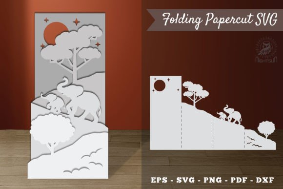 A Designer's Take on the Mom and Baby Elephant Folding Papercut